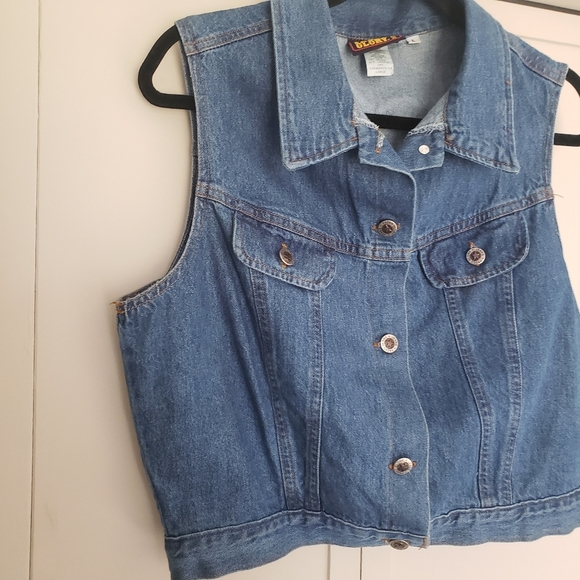 Vintage Faded Glory Mid Wash Denim Vest Large - Picture 4 of 8